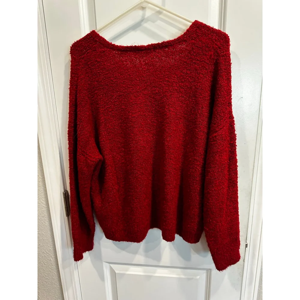 Fashion Nova Red V-Neck Sweater S - Picture 2 of 6